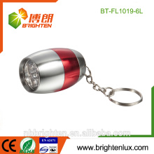 China Promocional lindo regalo de alta calidad de aluminio Matal mini tamaño de color barato logotipo impreso 6 llevó llevó keychain linterna